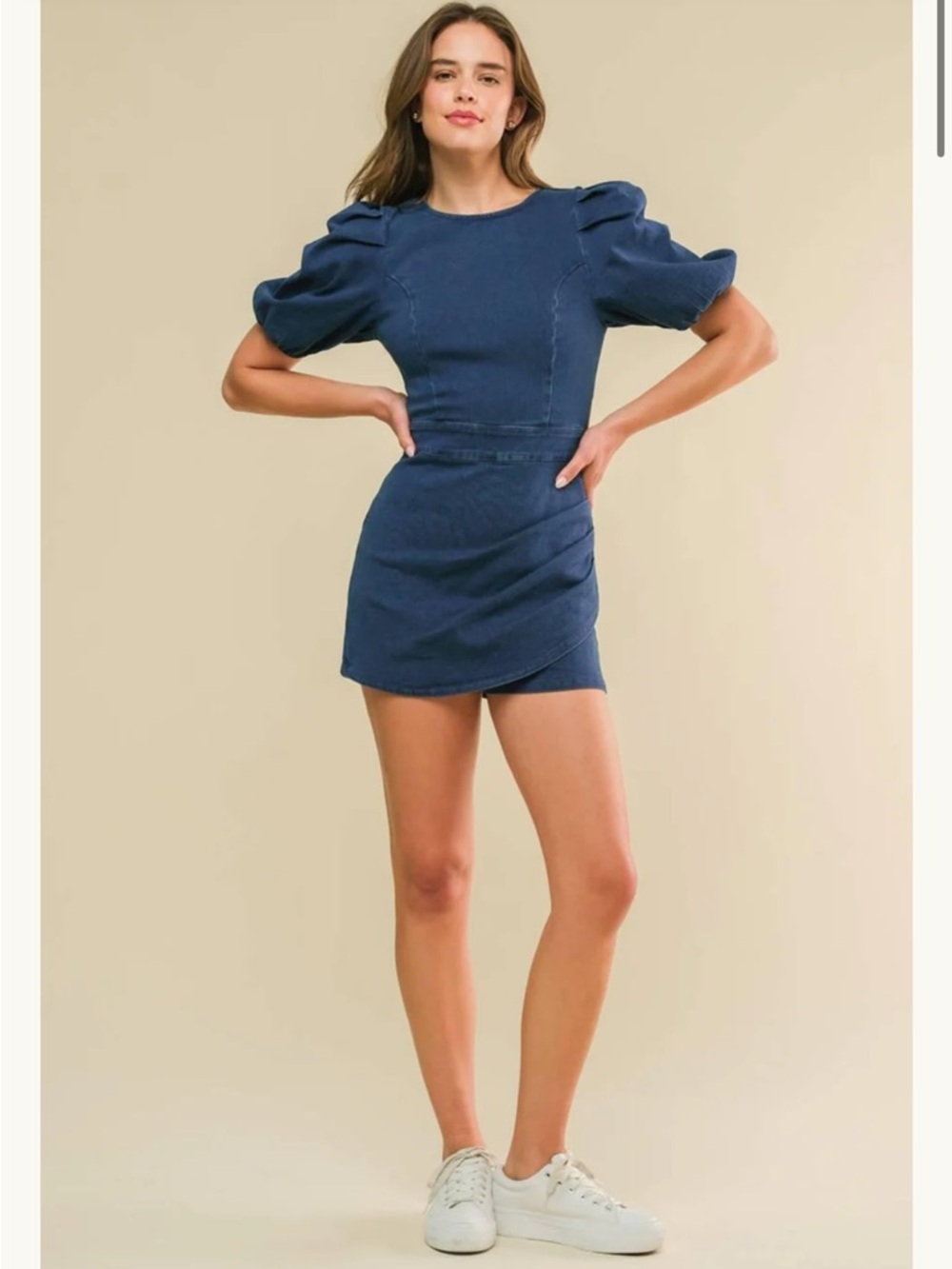NWOT S Flying Tomato sweet wish denim romper w open back